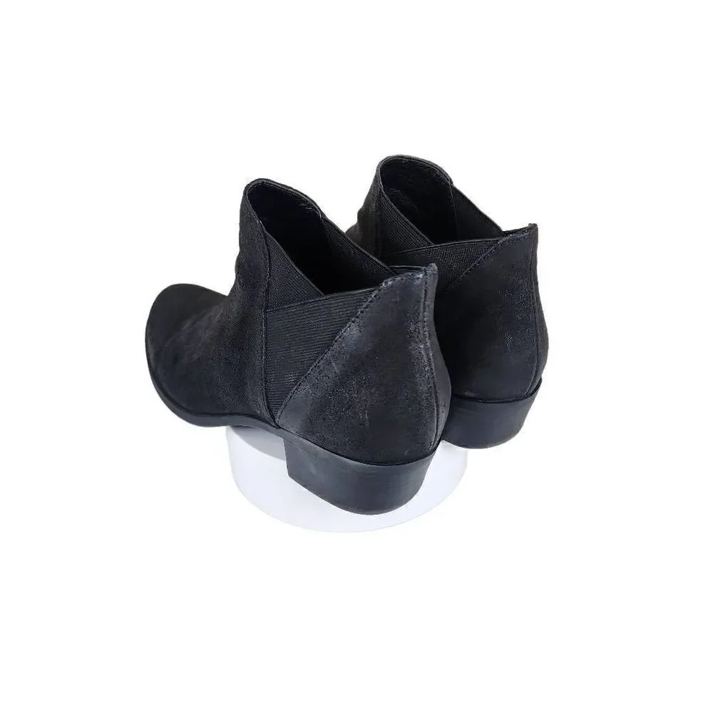 Lucky Brand- Women's Black Leather Chunky Heel Baqira Booties, Size 8